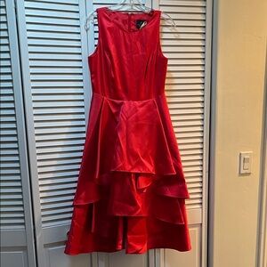 Adrianna Papell Red Layered Prom Dress